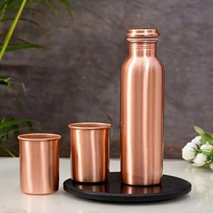 Botella de Agua de Cobre India Ata International, Diseño Moderno Ecológico con Tapa para Gimnasio, Deportes, Viajes y Uso al Aire Libre - Product Image 1