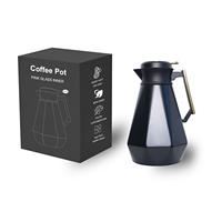 Pot à café en acier inoxydable personnalisé ODM nouveau design bouilloire intérieure en verre flacon arabe avec poignée et couvercle amovible 600ml 1000ml