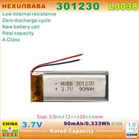 Baterai Li-Ion Polimer 3.7V 90mAh 301230 2 Kabel untuk Kotak Pengisi Daya Headset Earphone TWS L0038