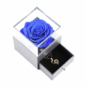 Scatola di fiori in vera rosa blu conservata con collana cuore ti amo per mamma moglie <span class=keywords><strong>fidanzata</strong></span> <span class=keywords><strong>regalo</strong></span> di <span class=keywords><strong>anniversario</strong></span> della festa della mamma - Product Image 1