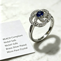 Bagues en laiton plaqué platine, pierres étincelantes élégantes pour les fêtes d'anniversaire, les mariages, les anniversaires de mariage, bijoux de mode, cadeaux