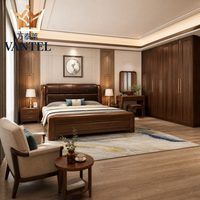 Ensemble de meubles de chambre d'hôtel de luxe, lit en bois moderne, table de chevet, armoire, suite pour projet d'hôtel 5 étoiles, design personnalisé