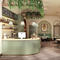 Meubles de magasin de bonbons tendance, design moderne, vitrine de café en verre, comptoir de boulangerie personnalisé en bois, bar