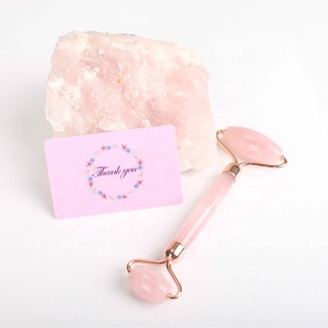 Boîte personnalisée de haute qualité natura quartz rose rose 100% rouleau de jade gua sha ensemble pour le visage - Product Image 6