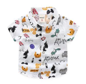 Chemises à manches courtes en coton doux pour enfants, imprimées de dessins animés, vente en gros pour l'été, pour garçons de 2 à 6 ans - Product Image 1