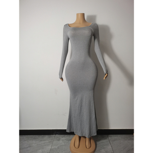 Abito Elegante Aderente Personalizzato, <span class=keywords><strong>Vestito</strong></span> Basic <span class=keywords><strong>Nero</strong></span> da Donna per il Tempo Libero, Abiti a Maniche Lunghe - Product Image 5