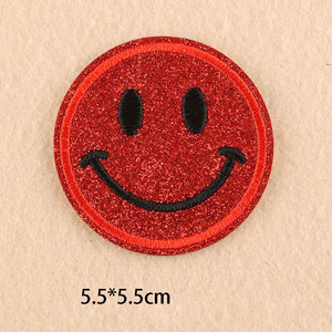 Ucuz işlemeli giyim çanta dekorasyon için sıcak eritme yapışkan yuvarlak Glitter yüz yama Diy konfeksiyon nakış yamalar - Product Image 4