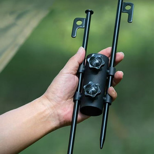 Attache de poteau de tente réglable pour extérieur, en alliage d'aluminium noir, accessoire de fixation pour tube de support de tente de camping et auvent - Product Image 2