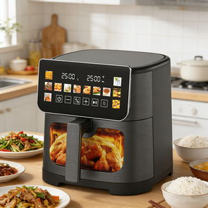 Friteuse à air chaud 1500W 2026 – Promotion exceptionnelle – Cuiseur vapeur électrique 6,5 litres sans huile avec lumière LED, corps en plastique basique, chauffage en acier inoxydable - Product Image 2