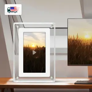 Bingkai foto Digital LCD elektrik 7 inci 4GB, layar IPS OEM, ukuran kecil, Mini, bingkai foto Digital dengan lingkaran Video