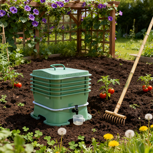 Boîte de compostage à vers pratique à cinq étages en plastique revêtu pour la culture de légumes en plein air moderne - Product Image 4