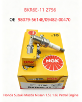 Vente en gros de bougies d'allumage NGK d'origine 2756 BKR6E-11 en alliage de nickel pour Suzuki Swift Honda Mazda 2 Nissan Tiida 1.5L 1.6L moteur essence