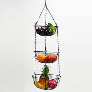 JX-欧式熟铁水果篮家居装饰创意3层铁小吃碗可拆卸水果摇篮储物晒太阳