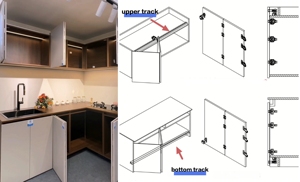 Système de porte coulissante escamotable à charnière dissimulée avec roulettes pour armoire d'angle et salle de bain, idéal pour optimiser l'espace et utiliser avec un <span class=keywords><strong>panier</strong></span> de rangement - Product Image 6