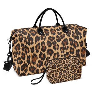 Wholesale Custom Leopard Print <b>Travel</b> <b>Bag</b> Set Sports <b>Bag</b> with Zipper Makeup <b>Bag</b> for Women - Product Image 1