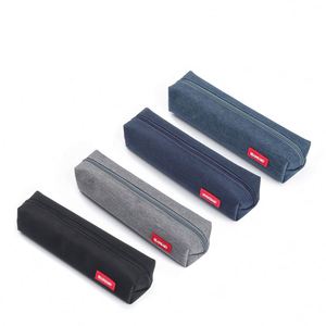 High Quality Portable Washable Canvas <b>Black</b> Gray <b>Mini</b> Pencil case Pouch Pen <b>Bag</b> for Students School Supplies Custom Gifts - Product Image 1
