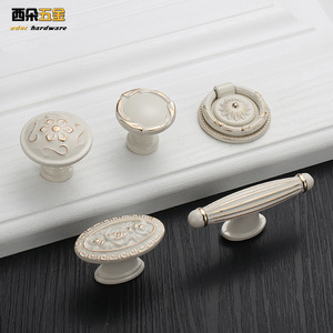 Xdoc Hardware European Style Cabinet Handle Ivory <b>White</b> Zinc Alloy Bar Shape Wardrobe Drawer <b>Door</b> Handle Durable - Product Image 2