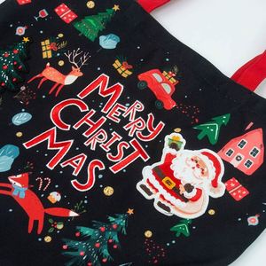 Custom Christmas <b>Personalised</b> High Quality Heavy Weight Strong Handle Shoulder Embroidered Canvas Tote <b>Bag</b> Wtih Embroidery logo - Product Image 3