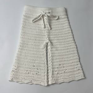 Chaleco de punto de ganchillo de verano, conjunto de pantalones sueltos para bebés y niños, conjunto de ropa infantil de punto personalizado sólido de algodón 100% para recién nacidos - Product Image 6