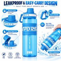 Bouteille d'eau de sport personnalisée en Tritan 600ml 750ml sans BPA, anti-fuite, transparente avec poignée en silicone, OEM, marque privée