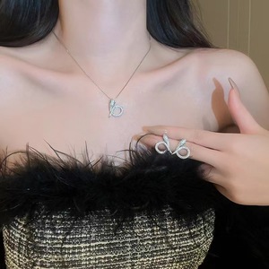 High Quality Women Fashion Chain Choker Rhinestone Zircon Necklace Earrings Studs Snake Shaped Jewelry <b>Set</b> - Product Image 4