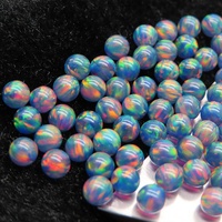 Perles d'Opale de Feu Multicolores en Gros, Perles Rondes en Opale Synthétique Créée en Laboratoire avec ou sans Trou, pour la Fabrication de Bijoux