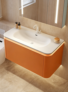 Vente en gros de meubles de salle de bain flottants en bois de luxe de style européen simple et de haute qualité avec lavabo et miroir - Product Image 4