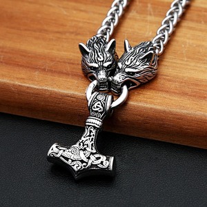 Collar con Colgante de Martillo de Thor Vikingo yunnique para Hombre, Diseño de Cabeza de Lobo en Acero Inoxidable, Joyería de Moda, Regalo - Product Image 4