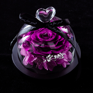 Chaude Saint Valentin Cadeau <span class=keywords><strong>Belle</strong></span> Rouge Réel Éternel Préservé Roses Verre Beauté Bête Décoratif Fleur Cadeau Boîte De Noël Pâques - Product Image 3