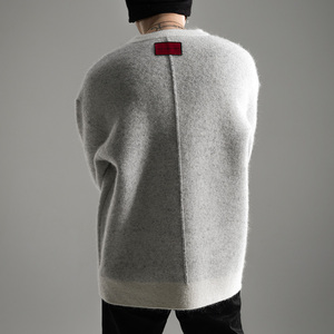 เสื้อสเวตเตอร์ผ้าขนแกะผ้าขนแกะคอกลมลายหัวกะโหลกเสื้อถักแขนยาวเสื้อสเวตเตอร์ฮาโลวีนสำหรับผู้ชายสำหรับฤดูหนาวโลโก้ออกแบบได้ตามต้องการ - Product Image 4