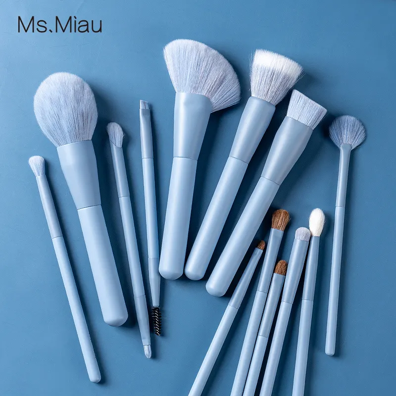 All'ingrosso custom13 pezzi baby blue face make up brush pennelli cosmetici con etichetta privata