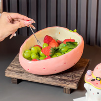 Speciaal mooie aardbeien keramische fruitschaal, fris en schattig design, geschikt voor gedroogd fruit, voor housewarming, woonkamer, koffie.