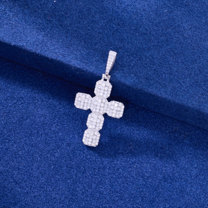 <strong>Handcraft</strong> Fine <strong>Jewelry</strong> Gold Plated 925 Sterling Silver VVS Moissanite Iced Out Christian Hip Hop Octagon 2 Layer Cross Pendant - Product Image 2