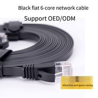 Cable de Red Plano Ethernet de Alta Velocidad Cat6 RJ45, Conductor Negro, para Comunicación de Alta Velocidad