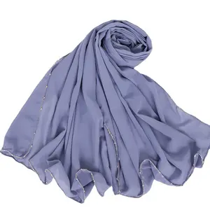 GLS064 Wholesale New Stylish Chiffon Shawl Scarf Whole China Custom Hijabs Women ribbed jersey Chiffon Hijab