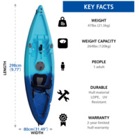 Kayak monoplace léger et écologique en LLDPE moulé, 3,1-4 m (11-13 pi), pour la pêche, type sit-on-top, vente en gros