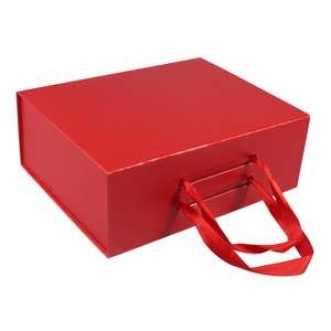 Boîte cadeau magnétique rouge personnalisée avec poignée en ruban de soie, emballage de luxe en papier rigide pour festival, mariage, vêtements, rangement - Product Image 1