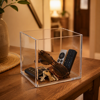 Boîte de rangement en acrylique Calic, haute, à ouverture supérieure, transparente, pour articles quotidiens, taille personnalisée, OEM, vente en gros