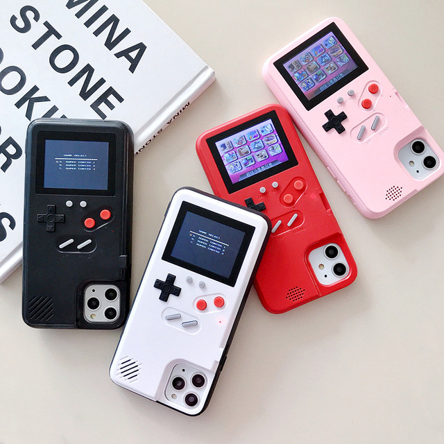 3D Classic Retro Gameboy Console Mobile Phone Case TPU+PC Waterproof Dirt-resistant Glitter Design Luxury Rechargeable Case