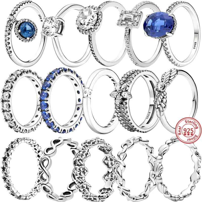 Nova Fashion100 % 925 Anéis de Prata Brilhante Linha De Eternidade Zirconia Anéis de Noivado Para As Mulheres Jóias anel De Diamante Aniversário