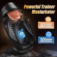 Juguete Sexual para Adultos, Estimulador de Pene con Movimiento de Lengua y Vibración, Vibrador Masculino de TPE, de China