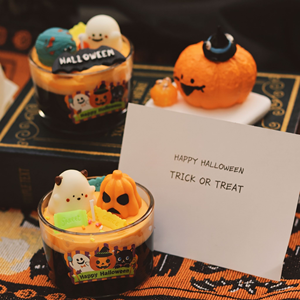 Factory Custom Novelty 3D Shaped Candle Happy Halloween Glass Jar Candles with Lid Funny Ghost Ornament for Kids Room <b>Decor</b> - Product Image 2