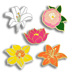 Tùy Chỉnh Vàng Cứng Mềm Peony Lotus <span class=keywords><strong>Daffodil</strong></span> Bó Với Đá Quý Hoa Ve Áo Pin Rhinestone Glitter Lily Men Pin - Product Image 1