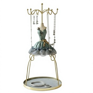 Vintage Gold Jewelry Display Stand With Dress Mannequin And Rotatable Base For Necklaces <b>Earrings</b> Rings <b>Storage</b> - Product Image 6