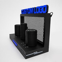 Support d'affichage de haut-parleur de comptoir en acrylique personnalisé avec éclairage LED, présentoir lumineux pour haut-parleur audio de comptoir avec panneau logo