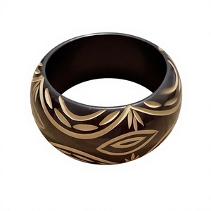 Best Design Floral Resin <b>Bangle</b> Bracelet Black Color Stylish Round Hand Painted Artistic Design Wedding Party for Women and Girl - Product Image 2