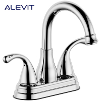 Robinet de lavabo avec homologation UPC, robinet de salle de bain haut de gamme à double poignée de 4 pouces, en acier inoxydable chromé, mitigeur d'eau pour lavabo