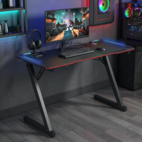 Table de jeu RGB avec pieds en Z, bureau ergonomique pour ordinateur, structure en acier, plateau en MDF, vente directe d'usine, mobilier e-sport
