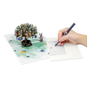 Cartes de vœux de Pâques 2026, nouveau design, cartes en papier 3D faites à la main, lapin avec arbre à œufs, pour enfants, filles, garçons, <span class=keywords><strong>anniversaire</strong></span> - Product Image 4