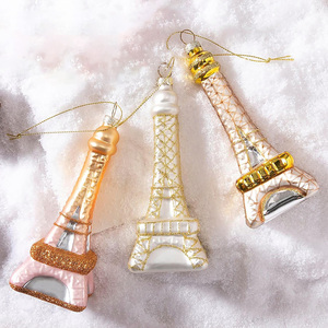 Giáng sinh <span class=keywords><strong>Eiffel</strong></span> tháp hình dạng thủy tinh thổi đồ trang trí cho cây giáng sinh trang trí thân thiện với môi - Product Image 5